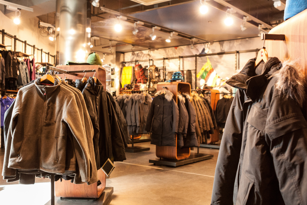 clothing racks in storefront